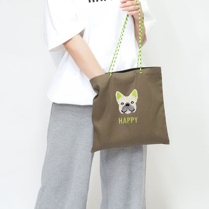ネーム刺繍セミオーダー【フレブルフェイスPARACORD SQUARE TOTE BAG/ スクエアトートバッグ】