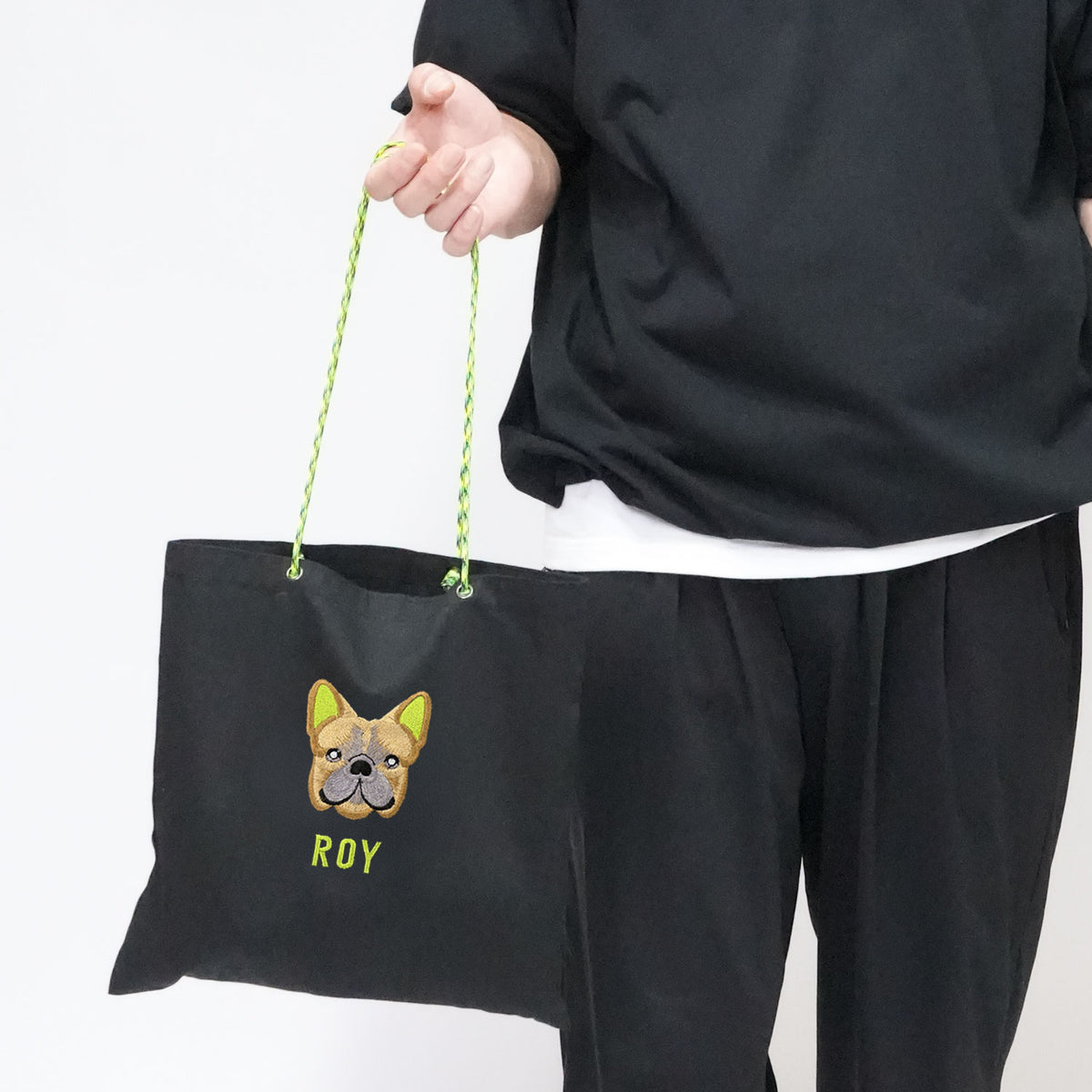 ネーム刺繍セミオーダー【フレブルフェイスPARACORD SQUARE TOTE BAG/ スクエアトートバッグ】