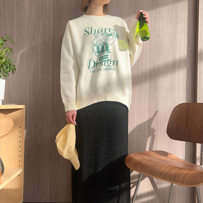 “THE DAY in Slow Time”レディースオーバーサイズスウェット（裏起毛）art by RUUU.