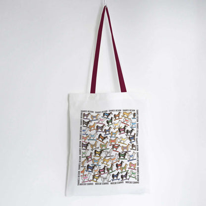 柴犬×豆柴 ALL OVER FLAT TOTE BAG/ 総柄-トート（送料無料）