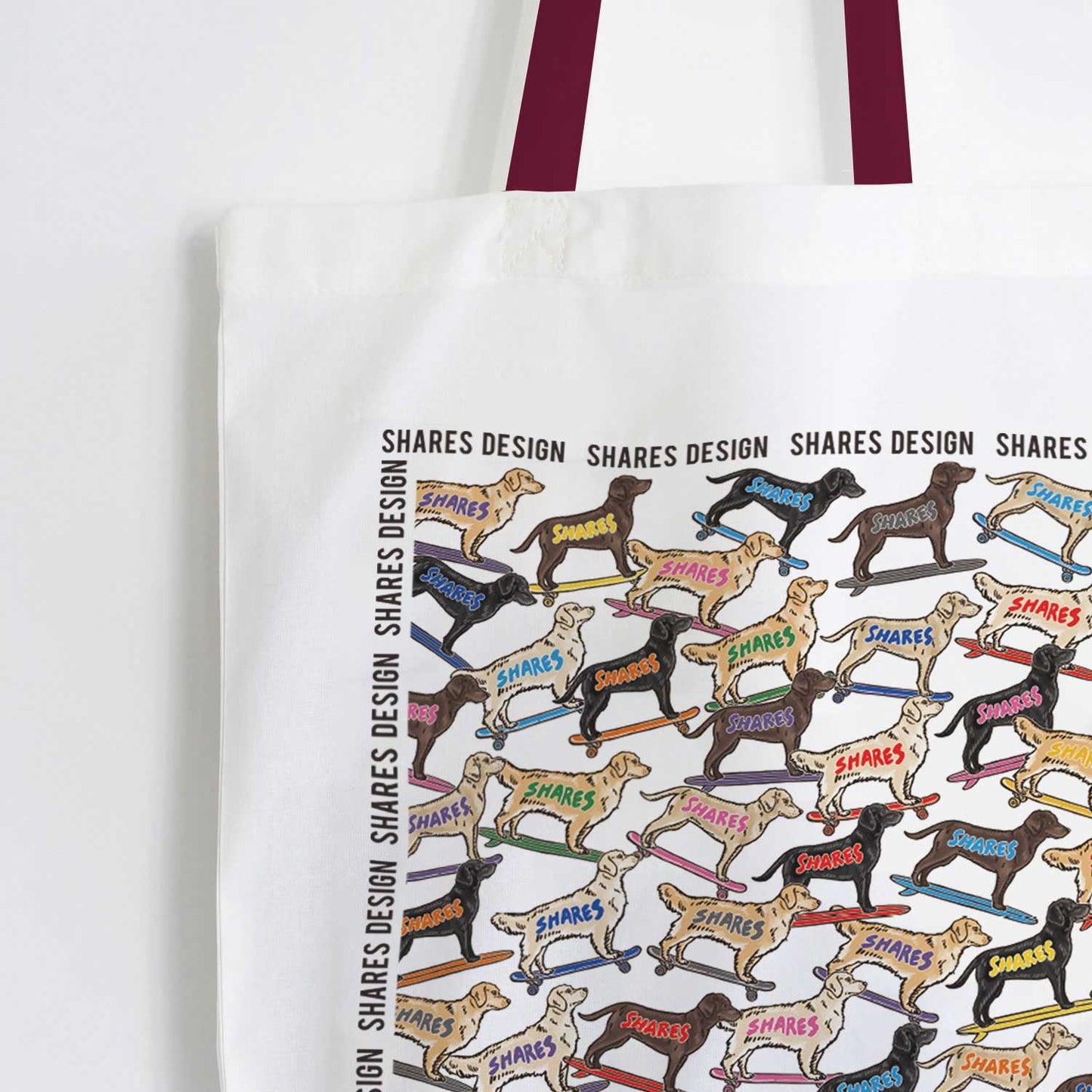 ゴールデン×ラブラドールレトリバー ALL OVER FLAT TOTE BAG/ 総柄-トート（送料無料）