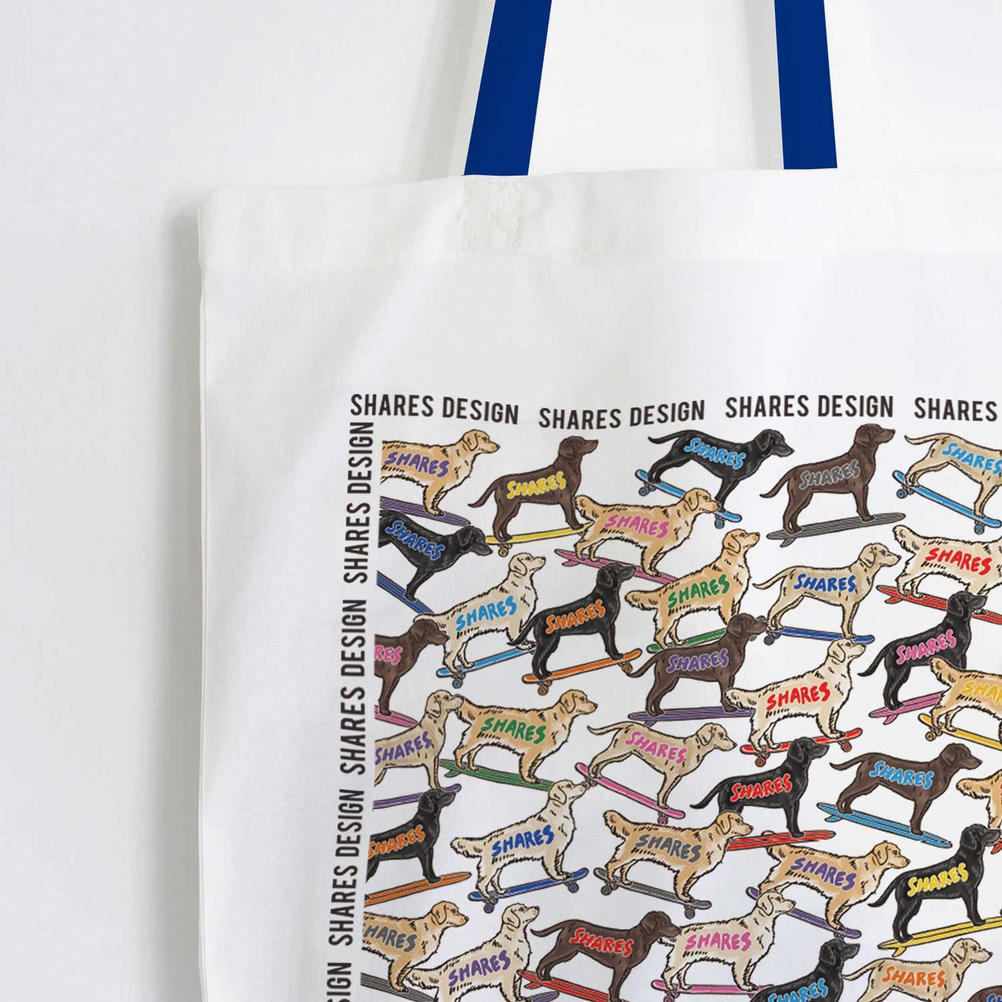 ゴールデン×ラブラドールレトリバー ALL OVER FLAT TOTE BAG/ 総柄-トート（送料無料）