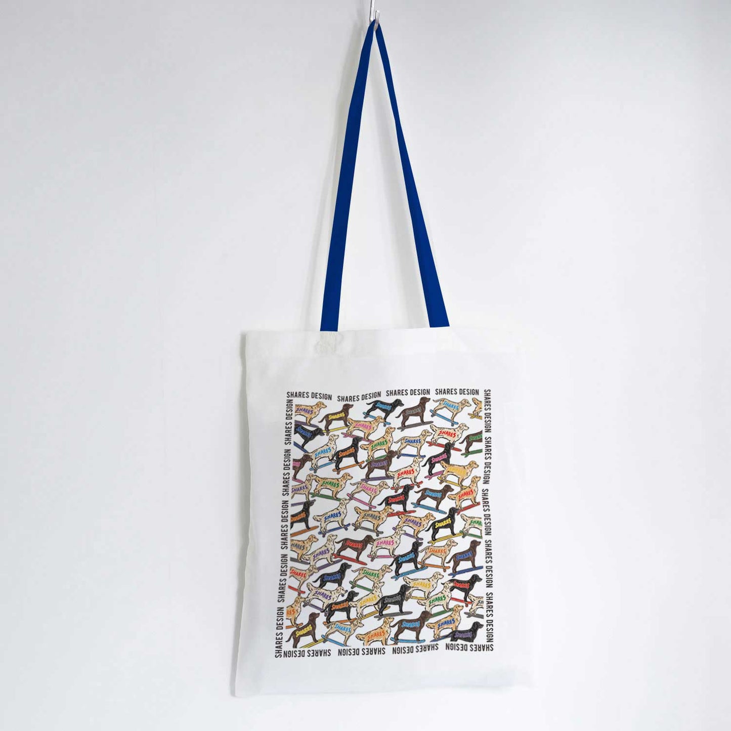 ゴールデン×ラブラドールレトリバー ALL OVER FLAT TOTE BAG/ 総柄-トート（送料無料）
