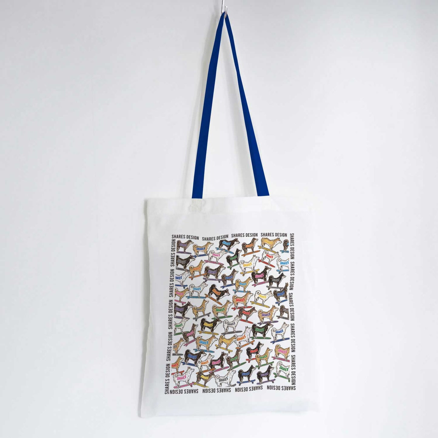 柴犬×豆柴 ALL OVER FLAT TOTE BAG/ 総柄-トート（送料無料）