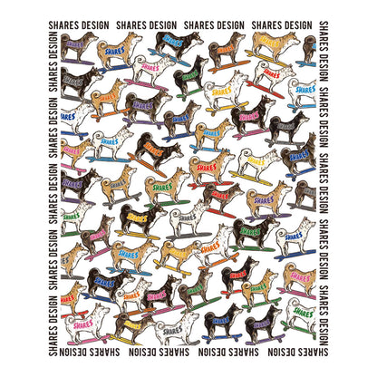 柴犬×豆柴 ALL OVER FLAT TOTE BAG/ 総柄-トート（送料無料）