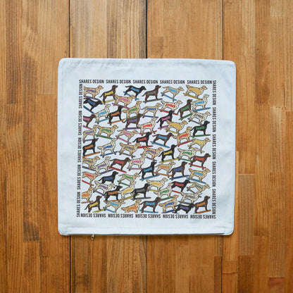 ゴールデン×ラブラドールレトリバー ALL OVER CUSHION COVER/ 総柄-クッションカバー（送料無料）