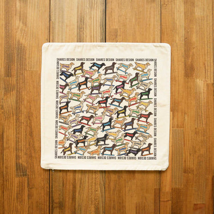 ゴールデン×ラブラドールレトリバー ALL OVER CUSHION COVER/ 総柄-クッションカバー（送料無料）