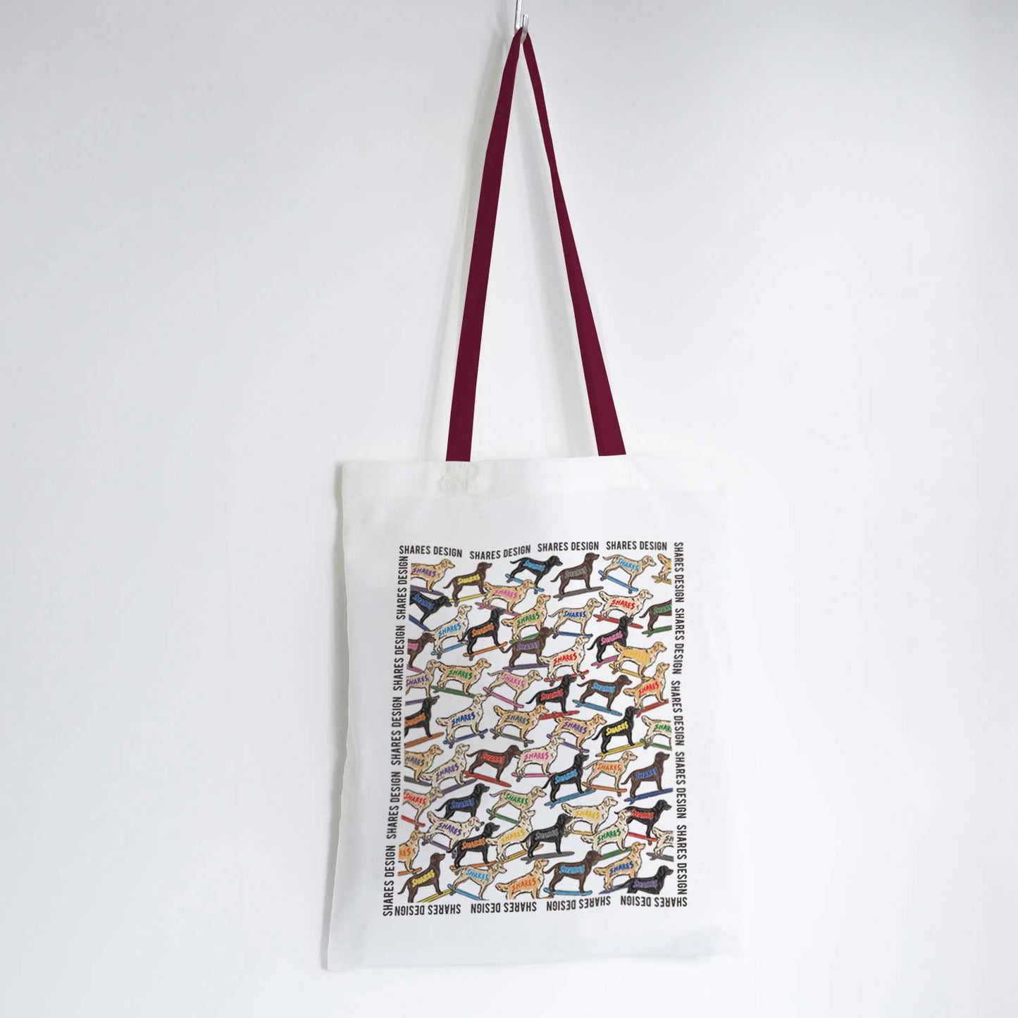 ゴールデン×ラブラドールレトリバー ALL OVER FLAT TOTE BAG/ 総柄-トート（送料無料）