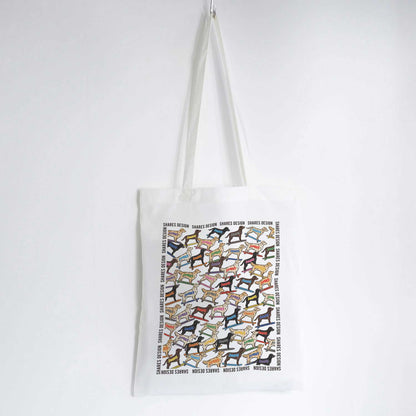 ゴールデン×ラブラドールレトリバー ALL OVER FLAT TOTE BAG/ 総柄-トート（送料無料）