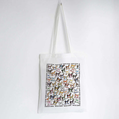 柴犬×豆柴 ALL OVER FLAT TOTE BAG/ 総柄-トート（送料無料）